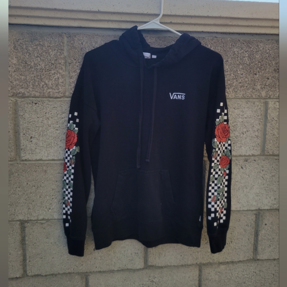 Vans Checkered Sleeve Black Small Hoodie